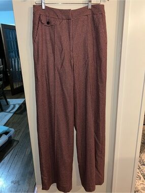 Veronica Beard Burgundy Houndstooth Wide-Leg Trousers- Jewell Pants NWT